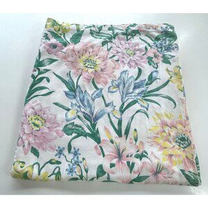 Vintage1980s flannel blanket, large irises, flowers flat sheet, full size bed